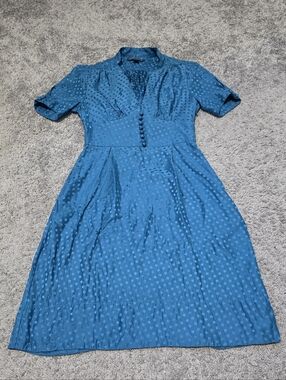 Banana Republic Teal Dot Midi Dress